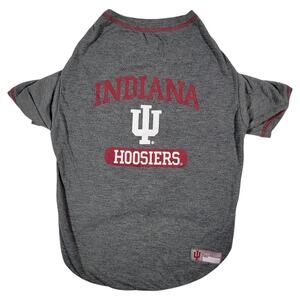 Indiana Hoosiers Dog Shirt Gray Red Pet Jersey Tee Size XL College Team Apparel